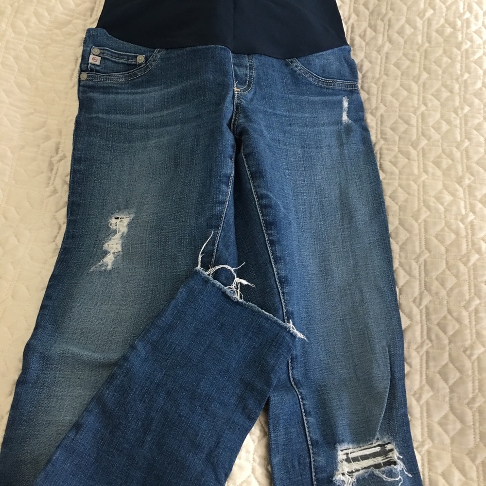 SOLD!  AG distressed maternity jeans